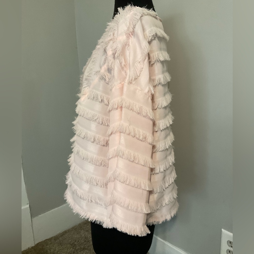 Cupio pale pink fringed blouse. Size Medium - Picture 2 of 7